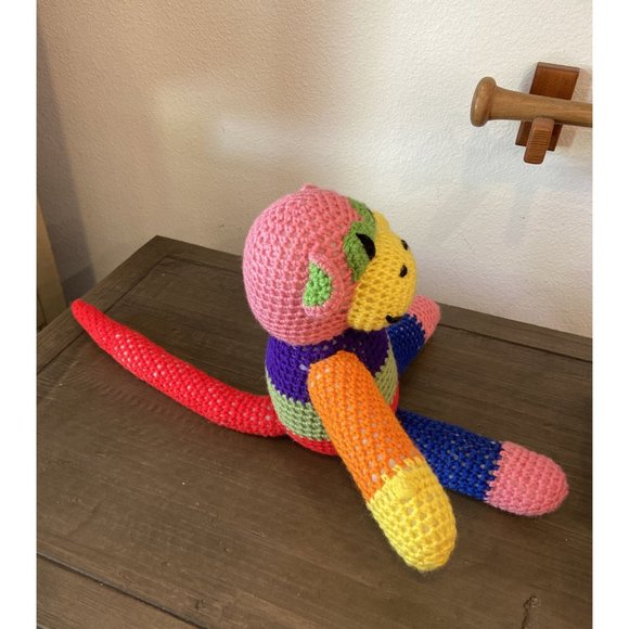 Crochet Rainbow Monkey 10” Inches Tall hobbyist - Picture 2 of 10